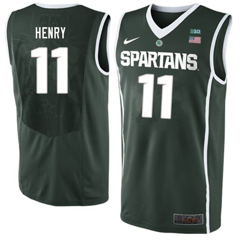 Men Michigan State Spartans #11 Aaron Henry NCAA Nike Authentic Green College Stitched Basketball Jersey AM41I87JH